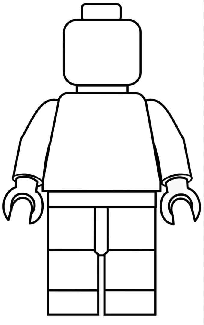 A lego man is shown in black and white.